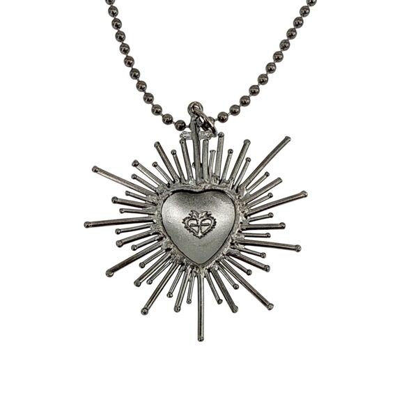 VIRGINS SAINTS & ANGELS VSA Sacred Flame Charm Necklace Gunmetal 34" Ball Chain - Picture 8 of 10